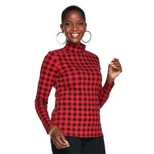 Croft & Barrow Women's Essential Long-Sleeve Mockneck Top Red Buffalo - Picture 1 of 1
