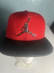 Air JORDAN Metal JUMPMAN Youth Black/Red Cap Hat Adjustable Snapback 23 - Picture 1 of 8