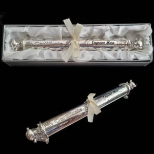 GORGEOUS Birth Certificate Holder Silver with Bears Keepsake Baby Shower Gift - Picture 1 of 12