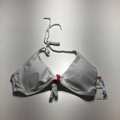 Top de bikini Upopby para mujer mediano nuevo con etiquetas blanco con banda de lunares rosa cuello halter Foto 1 de 4
