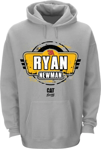 RYAN NEWMAN CATERPILLAR GREY FAN DISTRESSED LOGO HOODED SWEATSHIRT - CLEARANCE Cover