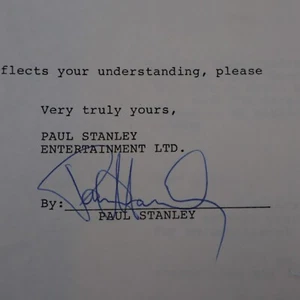 PAUL STANLEY ENTERTAINMENT LTD SIGNED CONTRACT AUTO RARE Vintage KISS 1989 - Imagen 1 de 5
