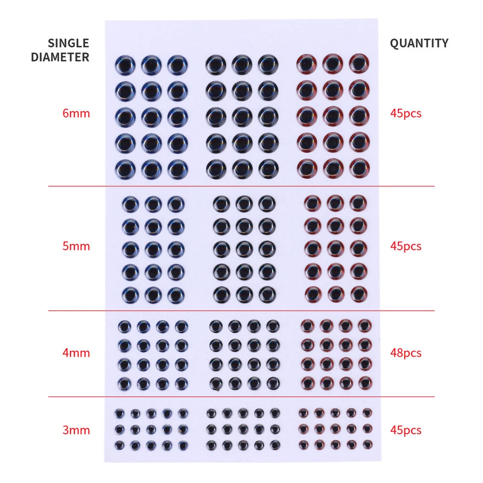 183PCS/Lot Fishing Lure 3D Eyes Holographic Eye Fly Tying Jigs Crafts Doll 3-6mm - Image 1 of 1