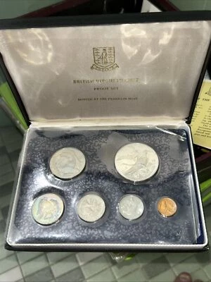 1974 Virgin Is 6 peças conjunto de prova original pkg dólar esterlina 925 com caixa e certificado de autenticidade - Imagem 1 de 4