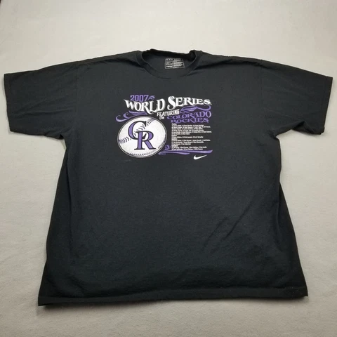 Colorado Rockies Nike T-Shirt Mens XL Black 2007 World Series Features Cover