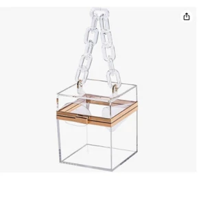 Women’s Clear Acrylic Clutch Purse Cute Bag Party Square Box Chain Handbag - Picture 1 of 5