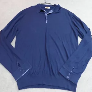 Zilli Sweater 2XL Blue Polo Lightweight Cashmere Silk Made in Italy - Picture 1 of 16