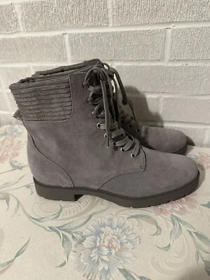 Splendid SADIE Gray Suede Lace Up Round Toe Block Heel Combat Boots Women’s 11 - Image 1 of 4