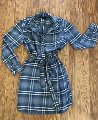 Pendelton Women's Blue Plaid Button Front Dress Long Sleeve Cotton Size Large - Image 1 of 4