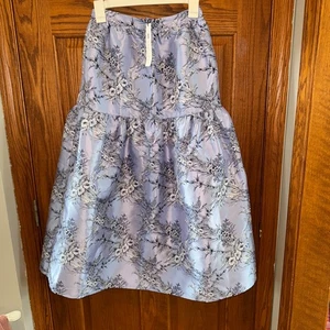 NWT Asos edition blue floral jacquard full midi skirt with tier Size 0 zipper - Picture 1 of 6