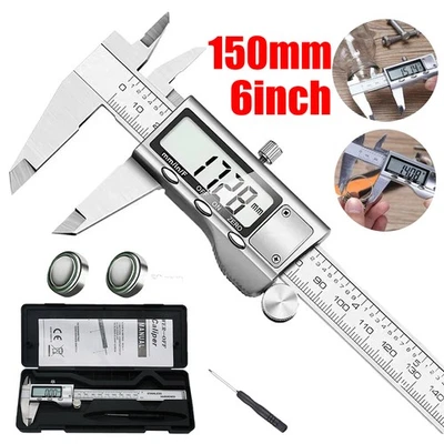 Digital Caliper Micrometer LCD Gauge Vernier Electronic Measuring Tool 6" 150mm - Image 1 of 4