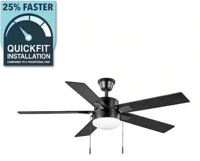 Hampton Bay 52” Corwin Indoor/Outdoor LED Ceiling Fan Matte Black - Image 1 of 4