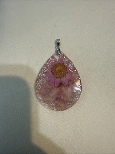 Pink Flowers Pendant 1/2 In Width And 2 1/2 In Length - Picture 1 of 2