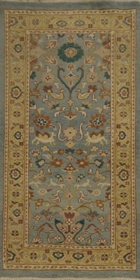 Artisan Charm Egyptian Ziegler Rug 2x4 Handmade Wool Antique Look Blue Carpet - Image 1 of 4