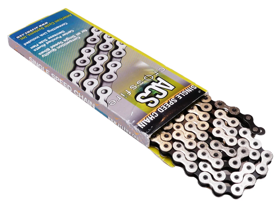 ACS Crossfire Single Speed Chain 1/8" Silver Black 106l Track Fixed BMX Bike