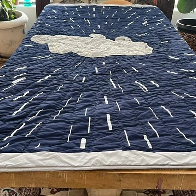 Pottery Barn Kids 86 x 68" Quilt Millennium Falcon Star Wars Embroidered - Image 1 of 4