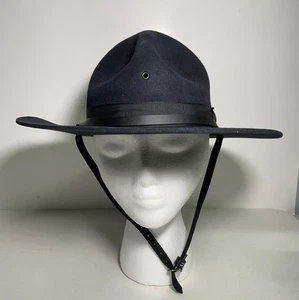 3XXX Beaver Quality Dk Blue X Long Oval Felt Police Sheriff Trooper Drill 7 - Picture 1 of 9