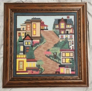 *RARE* Vintage Peter Ashe Framed Needlepoint, Lombard Street, PASF13, 18"x 18" - Picture 1 of 5