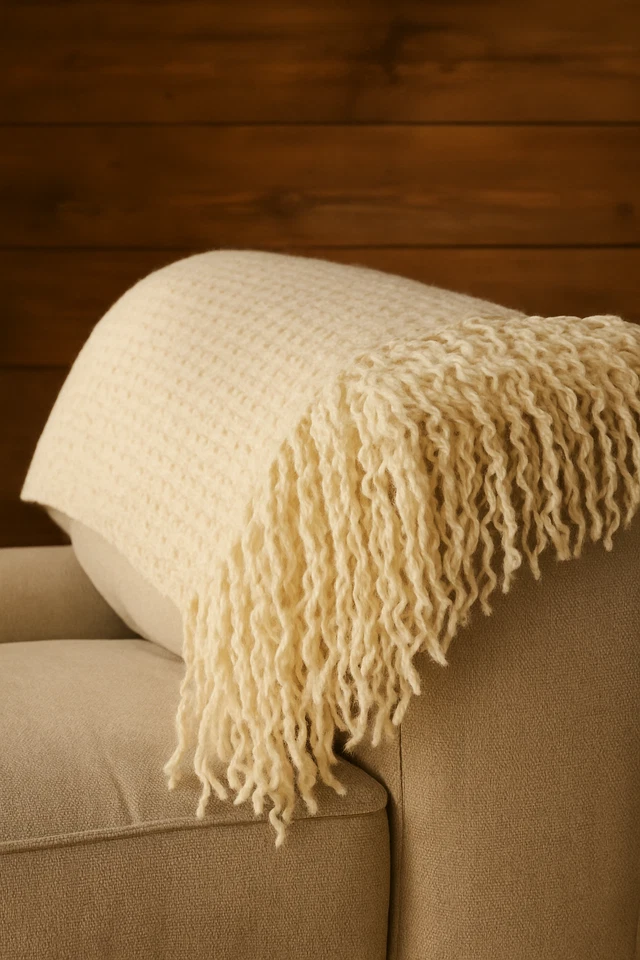 Moderne Wohndecke mit Fransen - Kuschelweich - Dekorativ - Wohnzimmer 130*160 cm - Bild 1 von 3