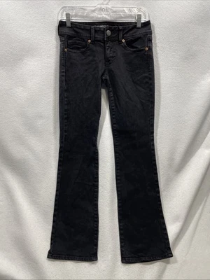 American Eagle Women’s Size 4 Black Denim Kick Boot Stretch Jeans - Image 1 of 4