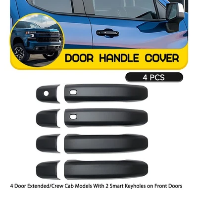 For 19-2025 Chevy Silverado GMC Sierra 1500 4-40x Matte Black Door Handle Covers - Image 1 of 4