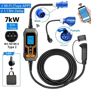 7kW Wi-Fi APP enabled Home EV Charging Station, 8A-32A Variable, Type 2 to CEE - Picture 1 of 24