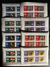 HUNGARY 1961 #1392-9 SILVER & GOLD SHEETS FLAG BIRD FLOWERS EXPO MNH -S16272-1