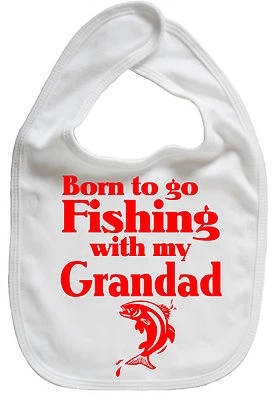 IMAGE IS EVERYTHING Baby Fisch Lätzchen "Born to go Fishing with my Grandad" Füttern Dribble Opa Geschenk