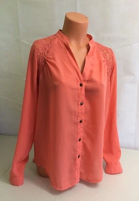 Orange Romantic Lace Blouse Womens Medium - Image 1 of 4