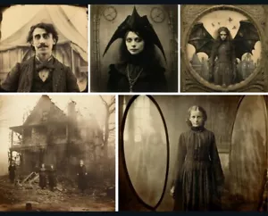 5 Pcs Creepy Freak Vintage Style Pictures - Picture 1 of 1