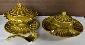 10 Piece Mid Century Modern Avocado Soup Chip Dip Holiday Serving Set 620-630 - Picture 1 of 23