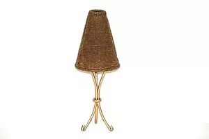 Tealight Beaded Candle Lamp Brown With Gold Stand India 13 1/2" - Picture 1 of 9