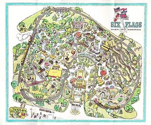 1972 SIX FLAGS OVER MID AMERICA MAP POSTER 24 X 36 Inches Nostalgic Piece - Picture 1 of 1