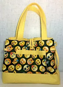 Handgefertigte Emoji Handtasche ~ 100 % Baumwollstoff - Bild 1 von 4