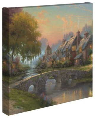 Thomas Kinkade мост из булыжника 14 x 14 холщовая упаковка - Изображение 1 из 3
