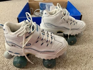 4 Wheelers By Sketchers Roller Skates Size 5 Freerider White Carolina Blue - Picture 1 of 12