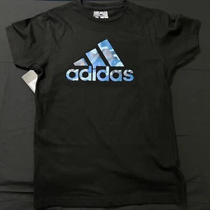 medium - ADIDAS black Tshirt, blue camo athletic Tee - Picture 1 of 2