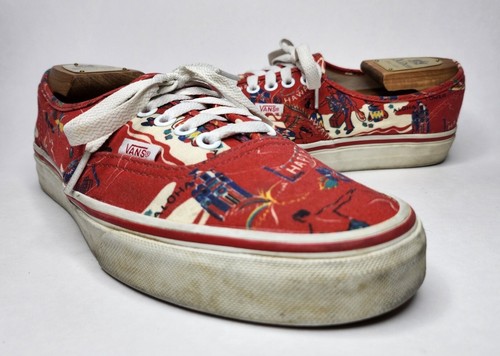 Scarpe basse bianche Vans autentiche x Hoffman Hawaiian Aloha taglia 7 5 rosse