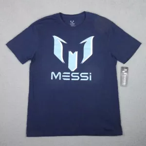 Lionel Messi Collection Shirt Mens Large Blue Shadow Logo Graphic Tee Soccer NWT - Picture 1 of 11