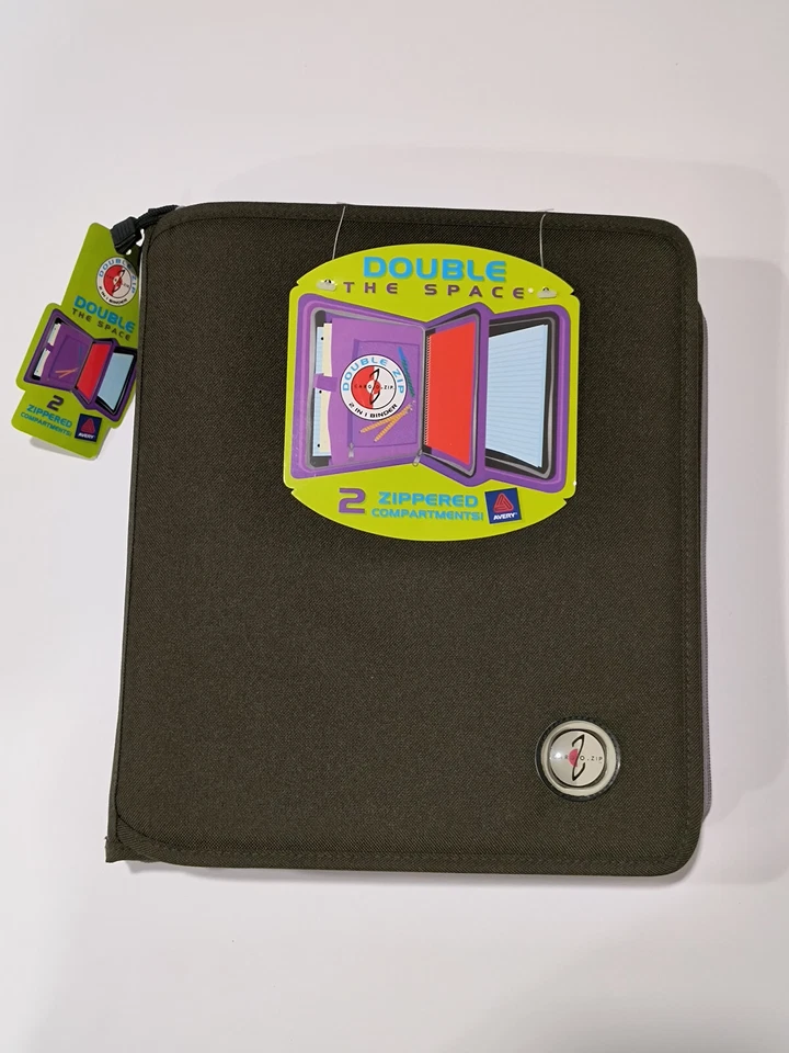 Carpeta de patinador vintage de carga con cremallera de 3 anillos doble cremallera lápiz tableta bolsa lona Foto 1 de 4