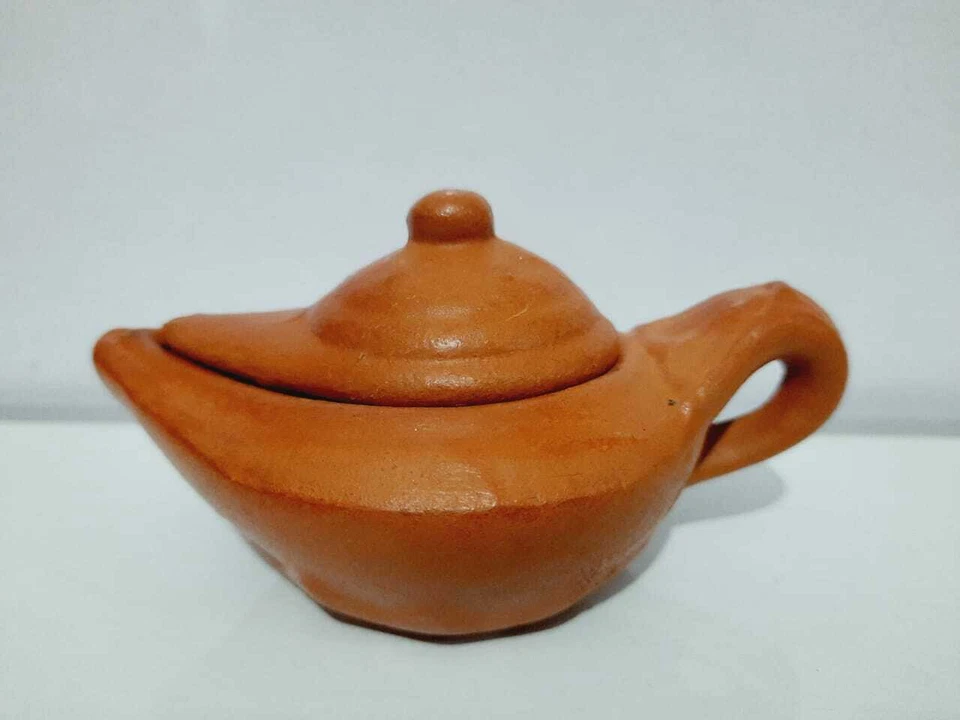 LÁMPARA DE ACEITE DE ARCILLA ALADDIN TAPA SEPARADA HECHA A MANO HOGAR BODA FESTIVEL Foto 1 de 4