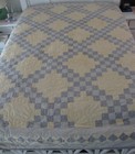 Pale Yellow/Gray Floral Irish Chain Quilt (94 inches x 94 inches)