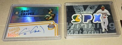 ERIC CHAVEZ 2005 TOPPS PACK WARS AUTO/ NICK SWISHER '07 SPX WINNING MATERIALS/99 - Image 1 of 4