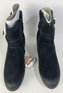 Earth Origins Black Cow  Suede Water-Repellent Cushioned Ankle Boots size 8.5 M - Picture 1 of 5