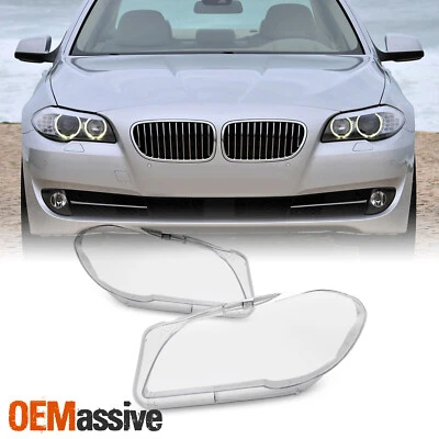 Fits 2011-2016 BMW 5-Series F10 528i 535i 550i Headlight Clear Lens Pair LH+RH - Image 1 of 4