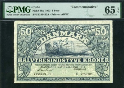 Denmark 1942 50 Kroner P32d PMG 65 EPQ GEM UNC (PMG Label Error) - Image 1 of 2