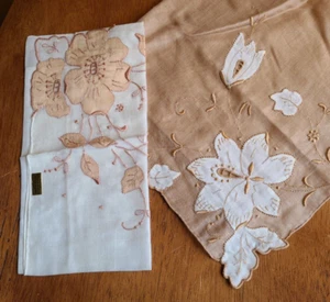 NWT Vintage Madeira Embroidered Applique Beautiful Floral Hankie Unused LOT 2 - Picture 1 of 7