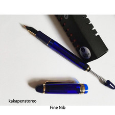 Wing Sung 699 Translucent Blue Vaccum Filling Fountain Pen Fne Nib with Box