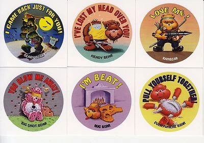 2016 GARBAGE PAIL KIDS PRIME SLIME TRASHY 电视 GROSS BEARS 套装 6/6 卡 L2 6-10 — 第 1/2 张图片