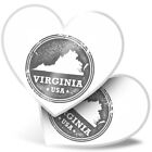2 x Heart Stickers 15 cm - BW - Virginia USA American State Travel #40368